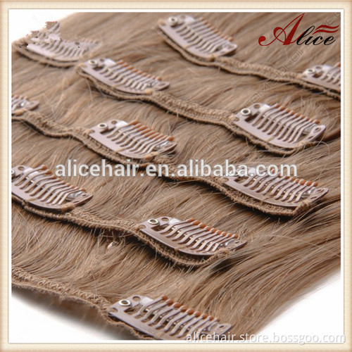 Cheap indian remy double drawn clip hair extensions